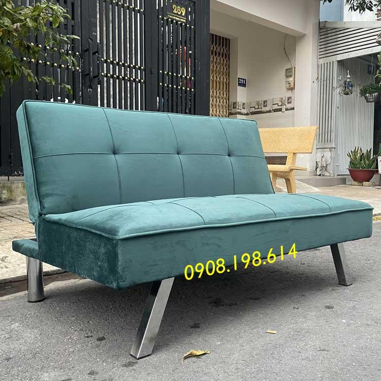 Ghế salon mini 1m2 nhỏ gọn màu xanh rêu vải nhung giá rẻ cho phòng khách nhỏ - Sofa Giường Thông Minh