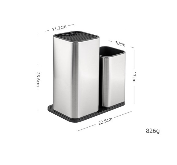 Bộ 2 ống đựng đũa muỗng để dao kéo đa năng hình chữ nhật inox 22.5x23.6cm 826g