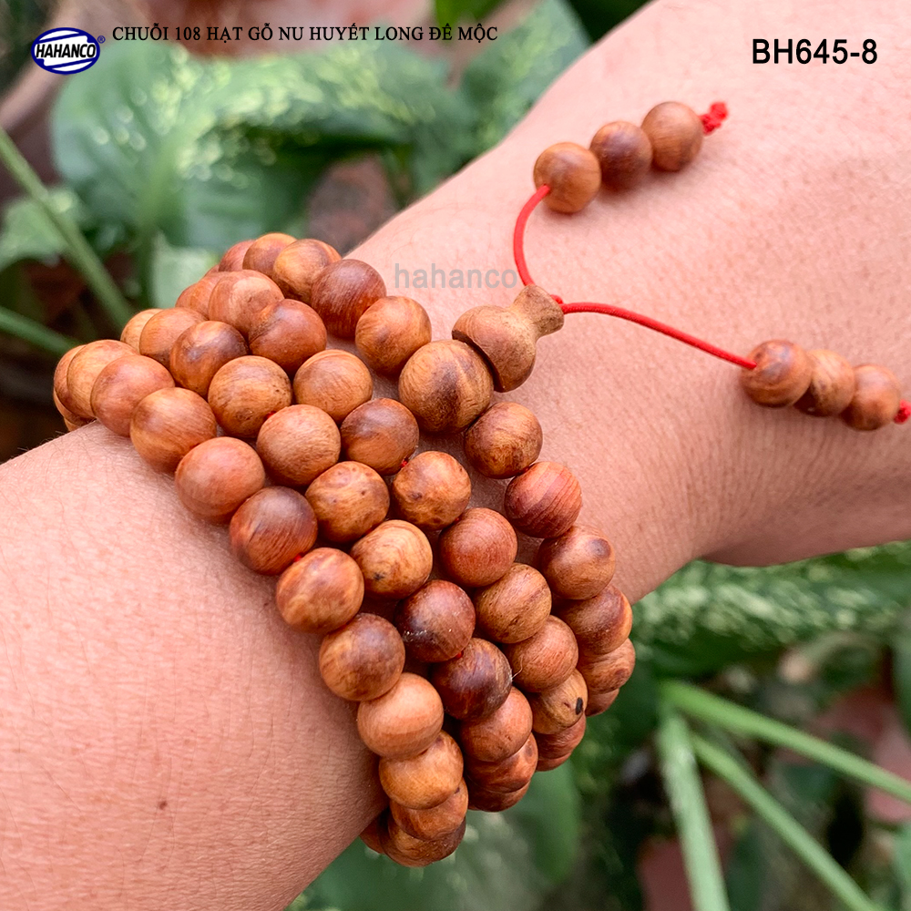 Chuỗi vòng tay/ vòng cổ 2 in 1 gỗ Nu Huyết Long Tĩnh Tâm - Lưu thông khí huyết - Bracelet of HAHANCO