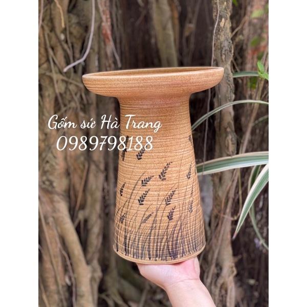 Lọ hoa gốm sứ Bát Tràng cao cấp miệng loe cao 28cm