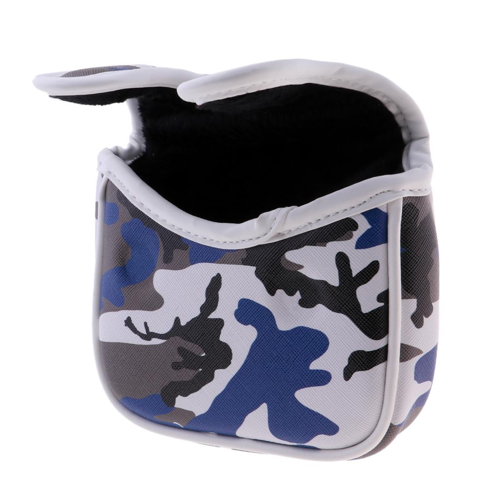 Golf Mallet Putter Cover Headcover with Magnetic Closure Camouflage Blue