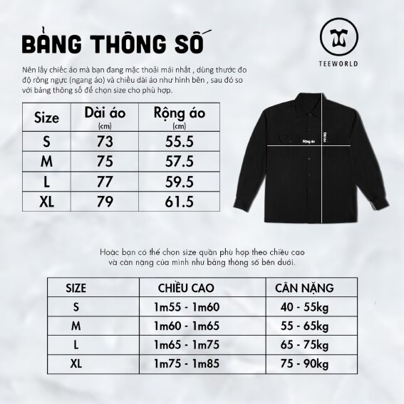 Combo Áo sơ mi Teeworld tay dài Long-Sleeve &amp; Quần Jogger Teeworld Khaki Teeworld túi hộp Đen