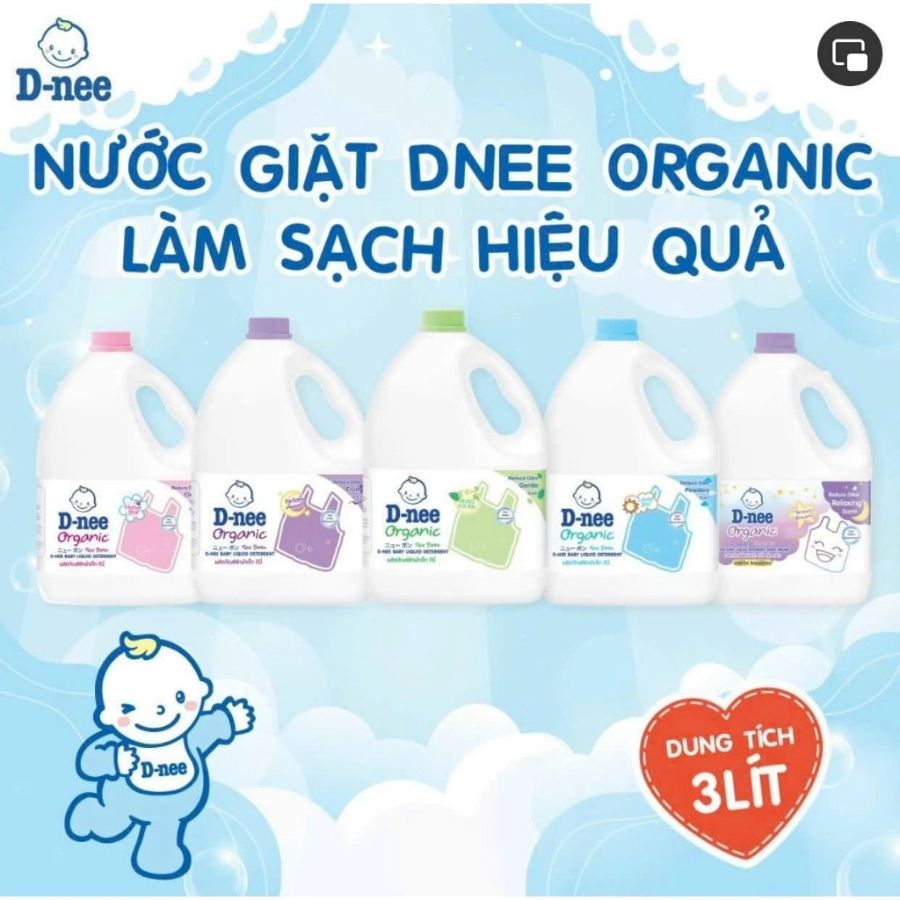 Nước giặt quần áo cho bé D-nee Organic 3000ml Thái Lan