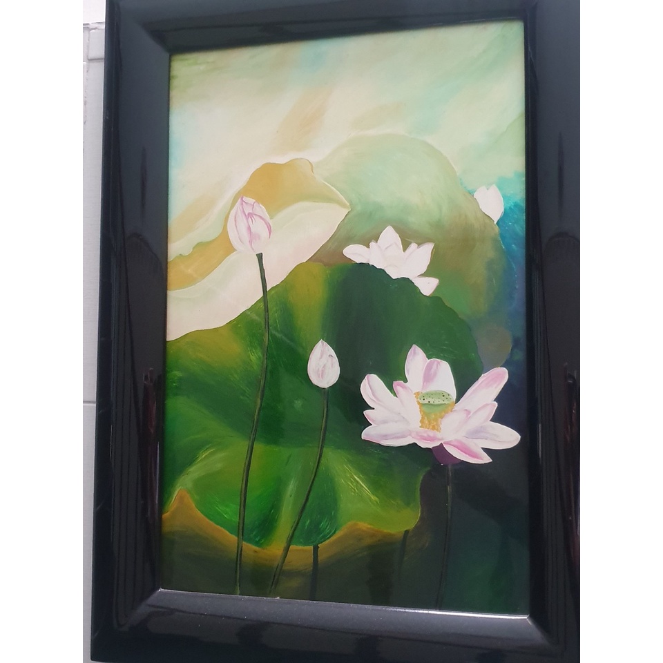 Tranh sơn mài họa tiết hoa sen, hoa hồng,... cao cấp size 40x60 cm