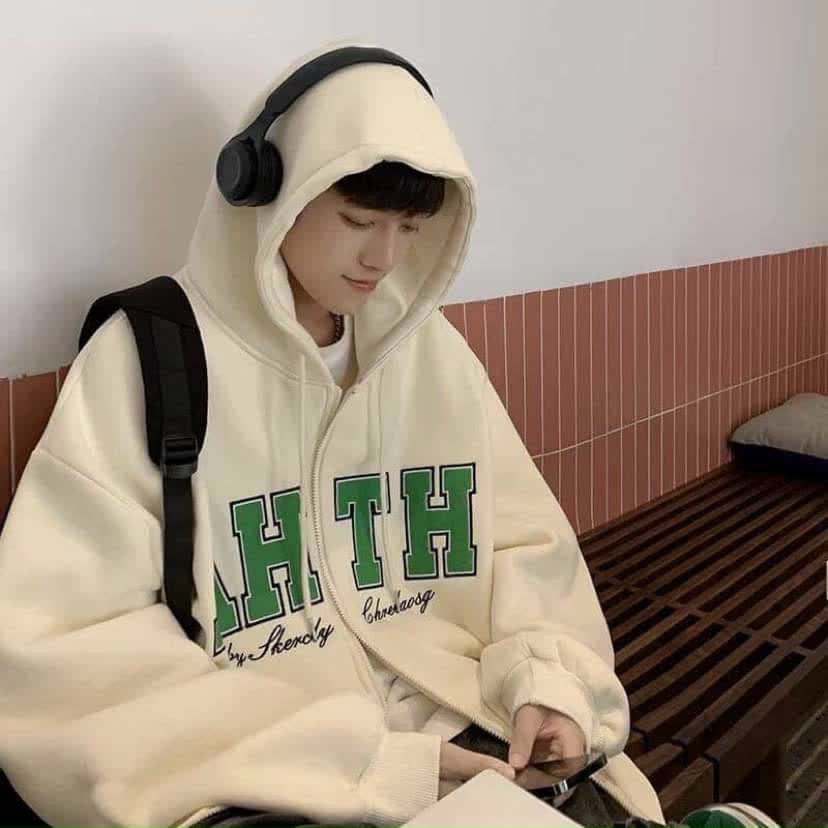 ÁO KHOÁC HOODIE NAM IN CHỮ AHTH FORM RỘNG CHÁT NỈ DÀY DẶN