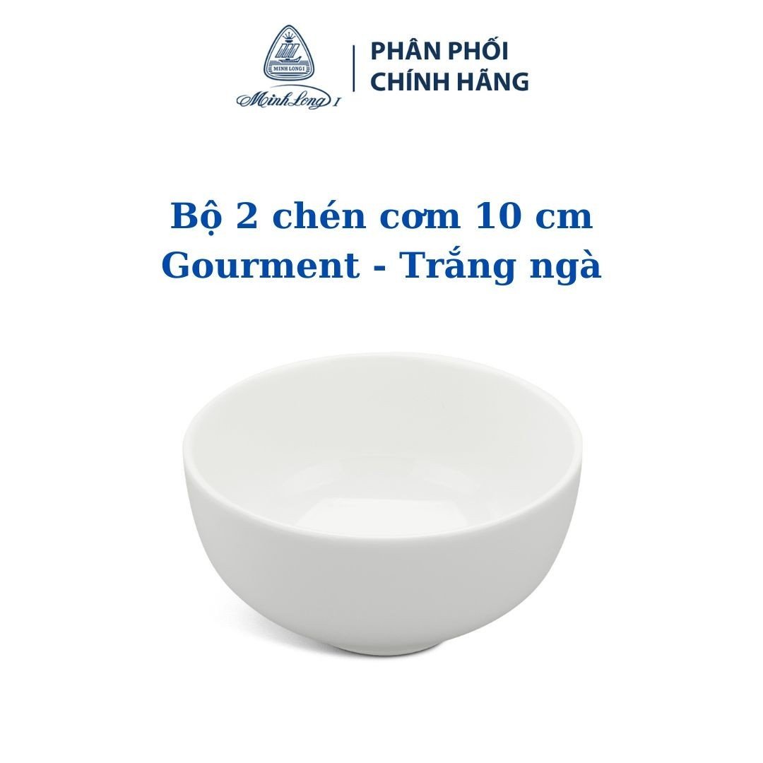 Bộ 2 chén cơm 10 cm - Gourmet - Trắng Ngà - Gốm sứ cao cấp Minh Long 1