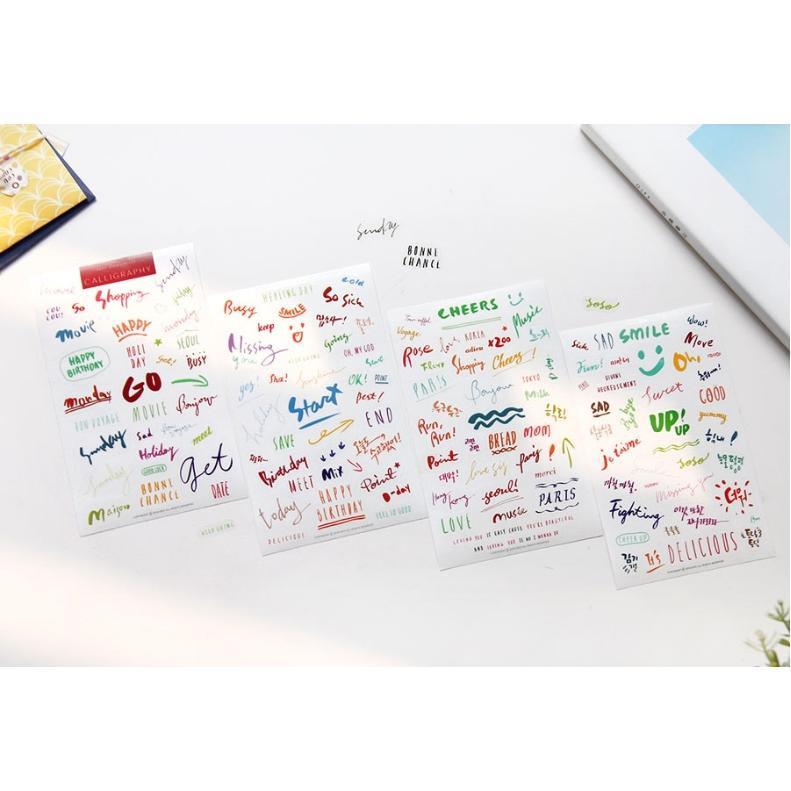 Bộ 8 Tấm Nhãn Dán Sticker Trang Trí Chữ Tz-0190