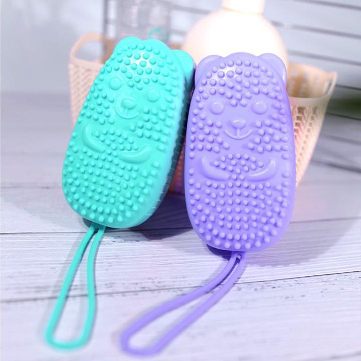 BÔNG TẮM CHÀ LƯNG CỌ LƯNG SILICON 2 MẶT HÌNH GẤU TẠO BỌT CỌ CHÀ LƯNG TIỆN LỢI