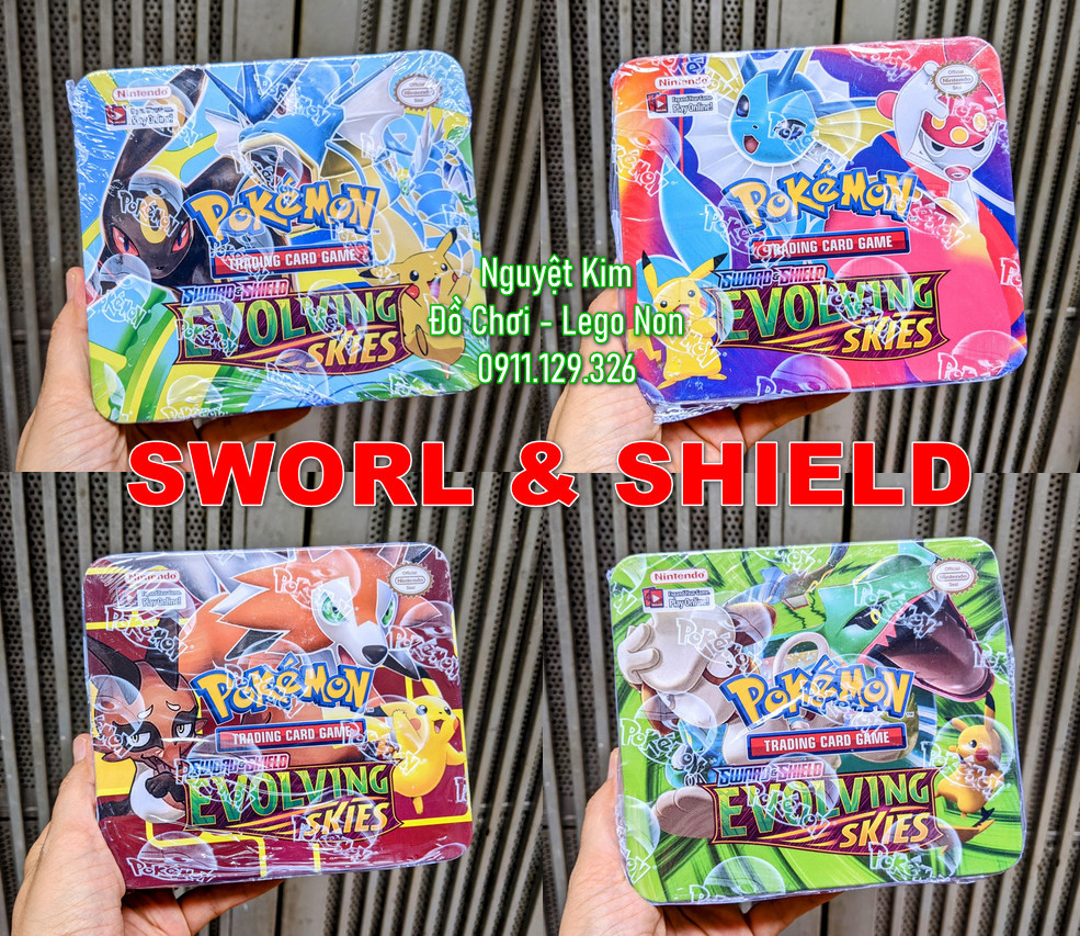 [SIZE 2] Thẻ Bài Pokemon Hộp Sắt Hàng Siêu Đẹp Chuẩn - Loại Đẹp 43 Thẻ Bài Và 3 Túi Thẻ Vip