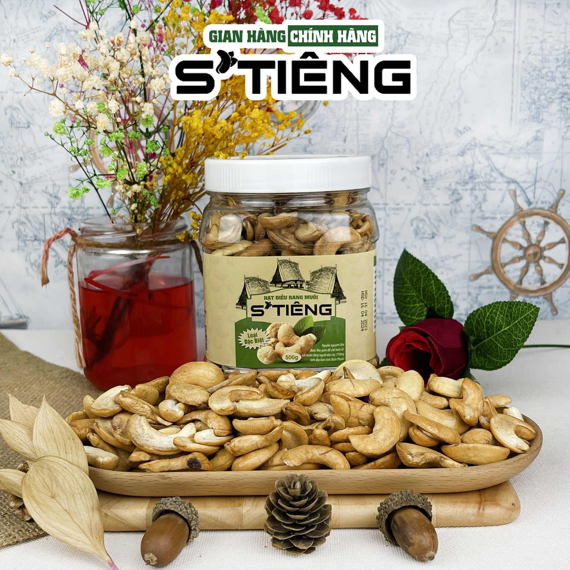 1Kg Hạt Điều Rang Muối Bể Sạch Vỏ Lụa Ngon S'Tiêng Hộp Trắng