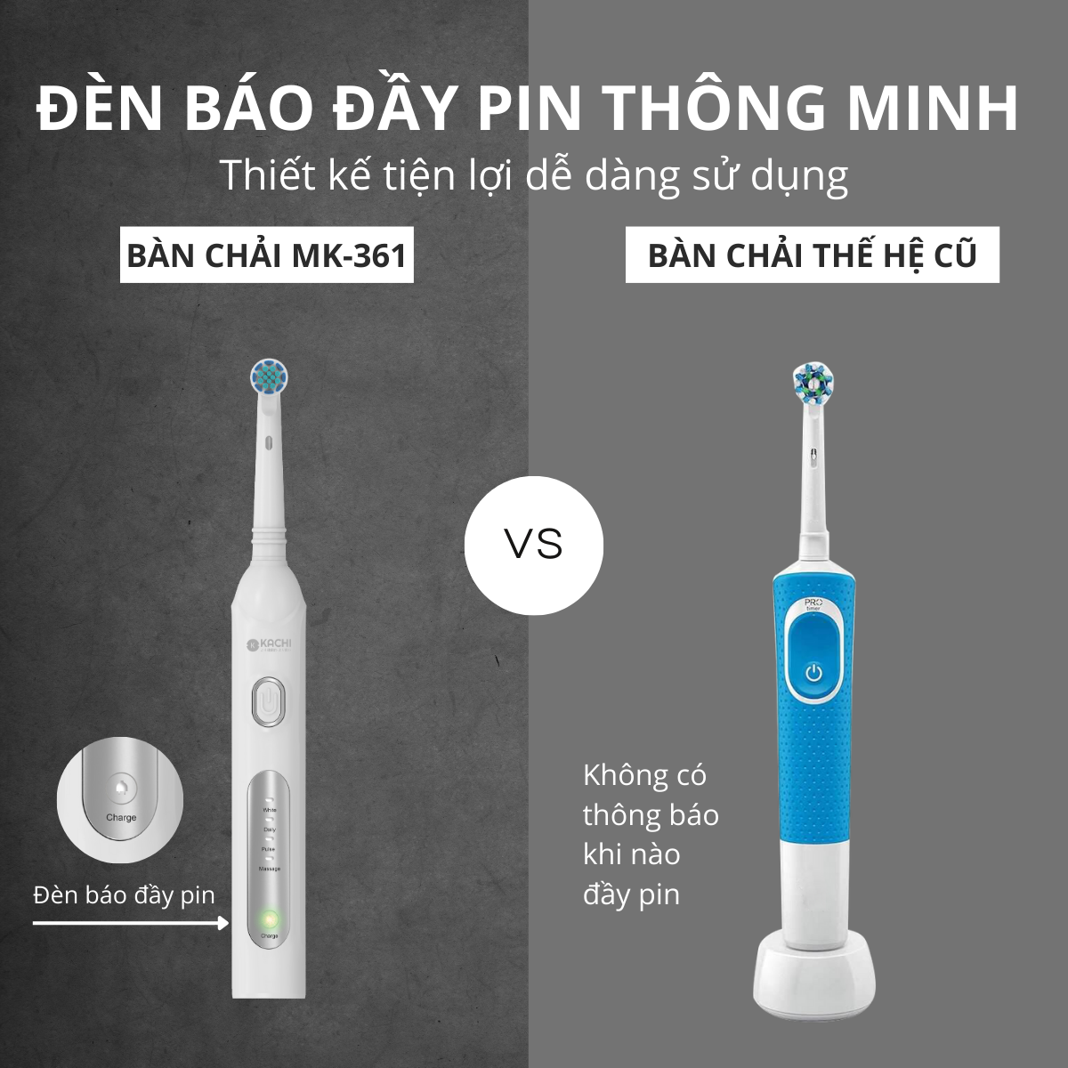 Bộ 4 đầu bàn chải điện Kachi MK361 loại xoay tròn thay thế được Oral B