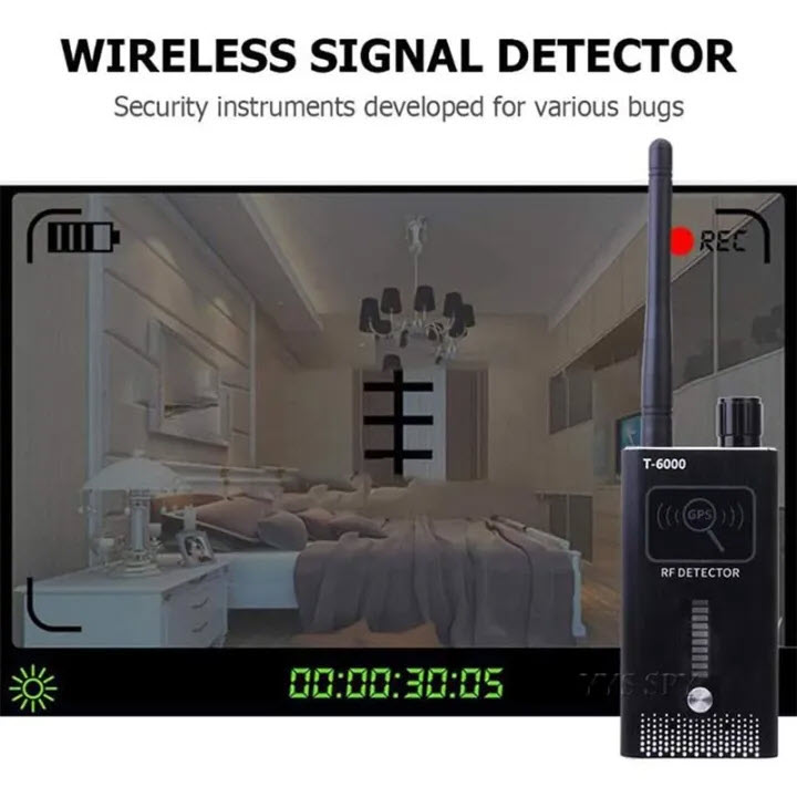 ROGTZ - RF Detector T6000 - Máy dò phát hiện Camera ẩn Máy ghi âm Máy nghe trộm Sóng wifi GPS Tín hiệu điện thoại Độ nhạy cao Phạm vi dò rộng 1MHz - 8000MHz Pin Lithium dung lượng cao 10-15h Nhỏ gọn Đơn giản Dễ sử dụng Oto Khách sạn - Hàng Chính Hãng