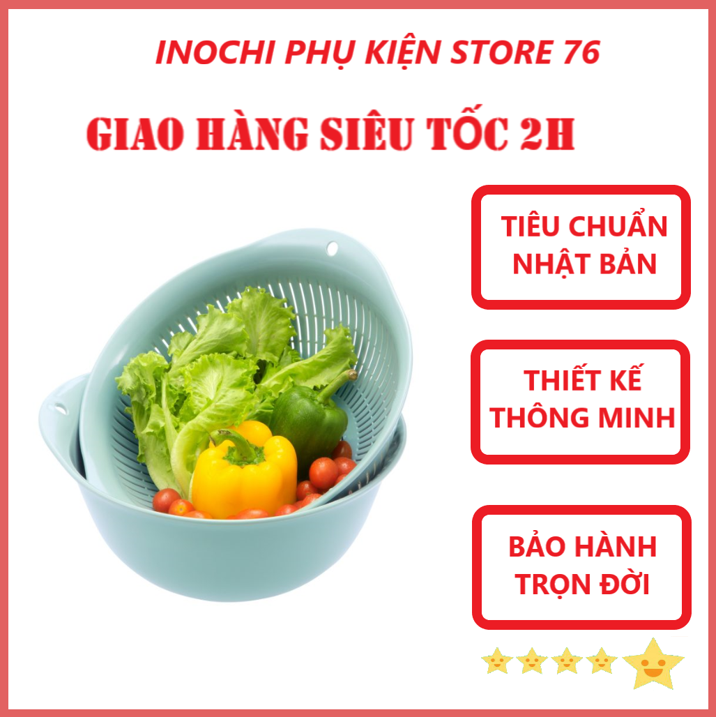 Nhiều Cỡ Bộ Thau Rổ Nhựa Cao Cấp Yoko Inochi Nhật Bản - Kháng Khuẩn Khử Mùi Đảm Bảo An Toàn Vệ Sinh Thực Phẩm - Chính Hãng Tặng Kèm Khăn Lau Pakasa - 35Cm