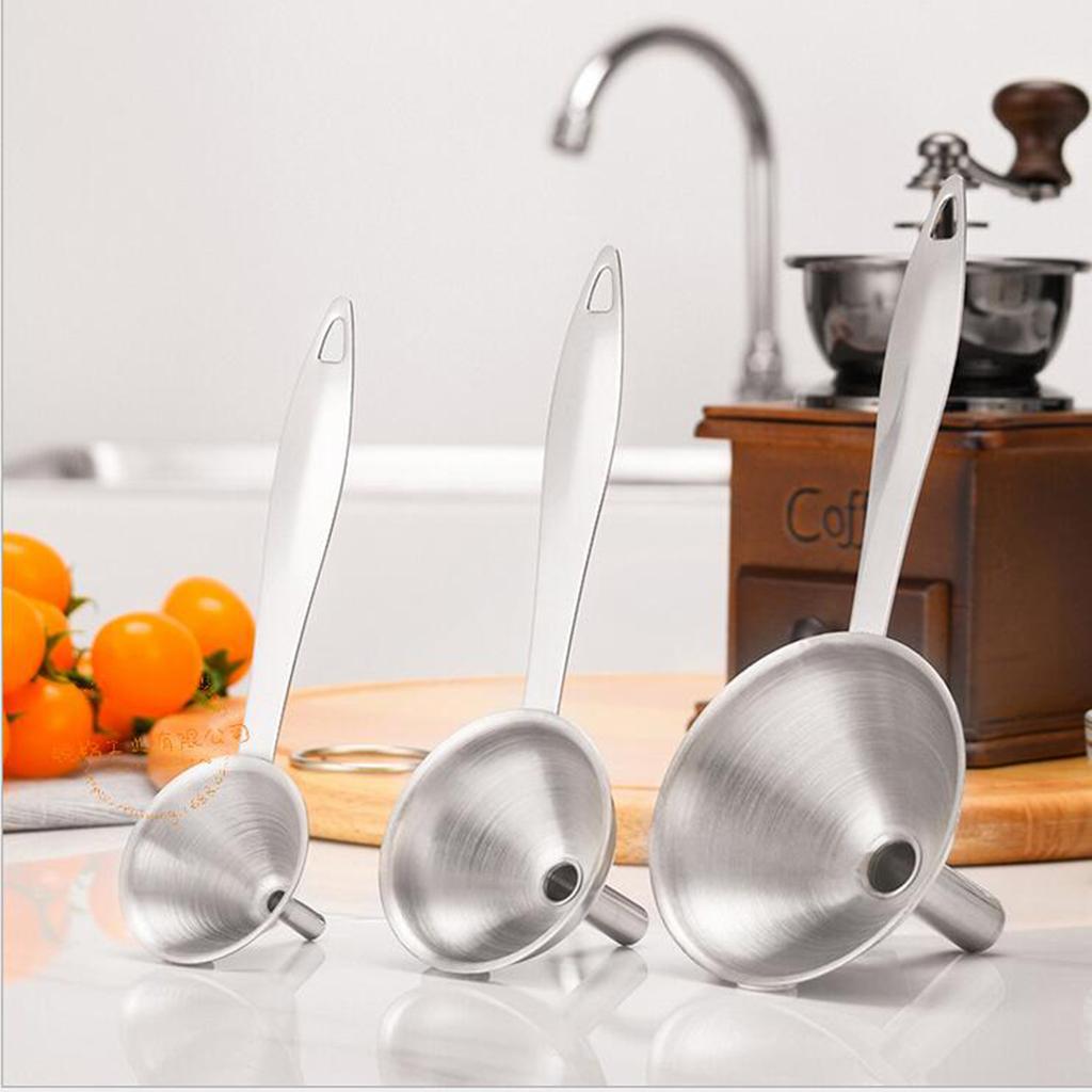 Funnel Set with Long Handles Stainless Steel Set of 3 for Home Kitchen