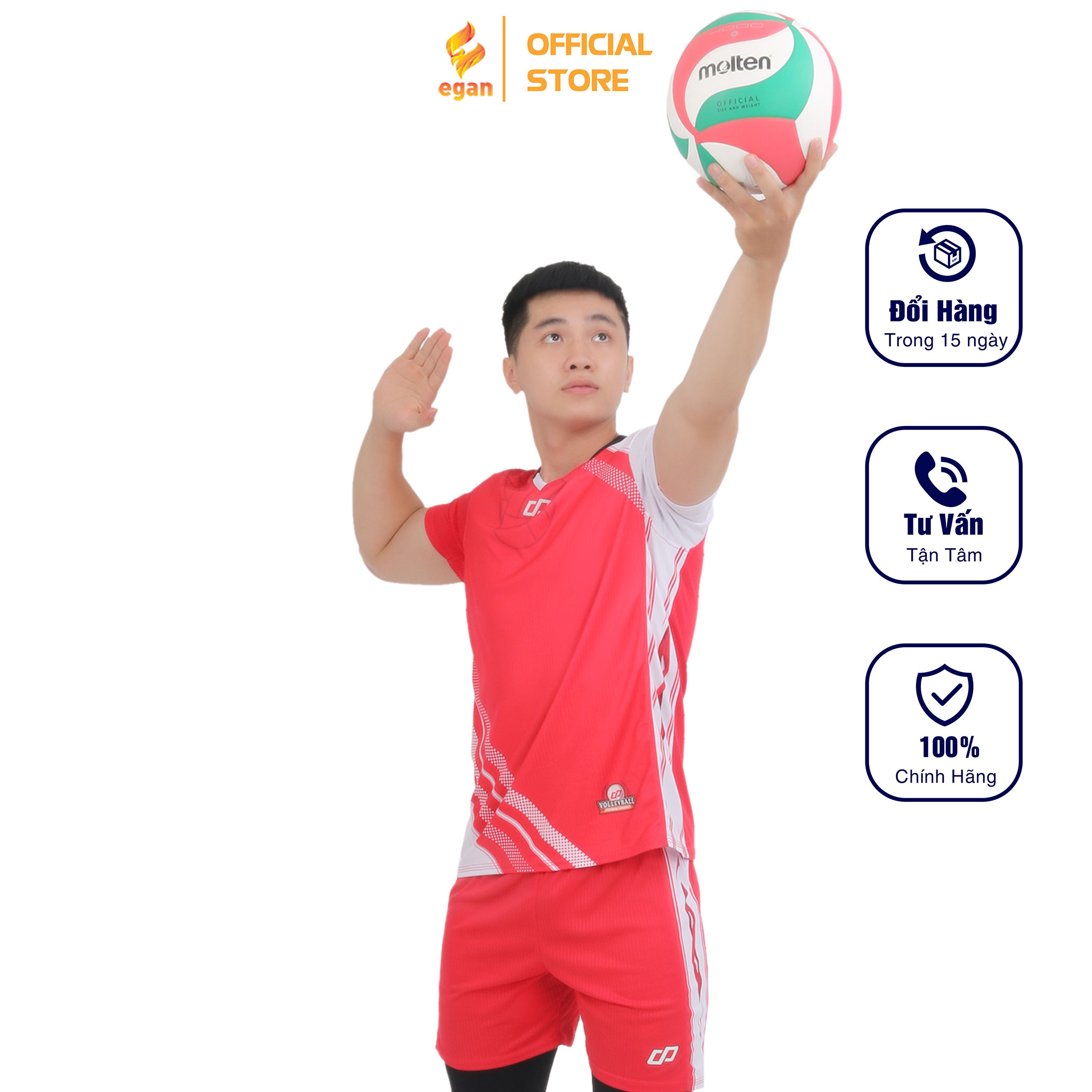 Bộ Quần Áo Thể Thao Bóng Chuyền Màu Đỏ Nam GALVIN – CP SPORT BC03