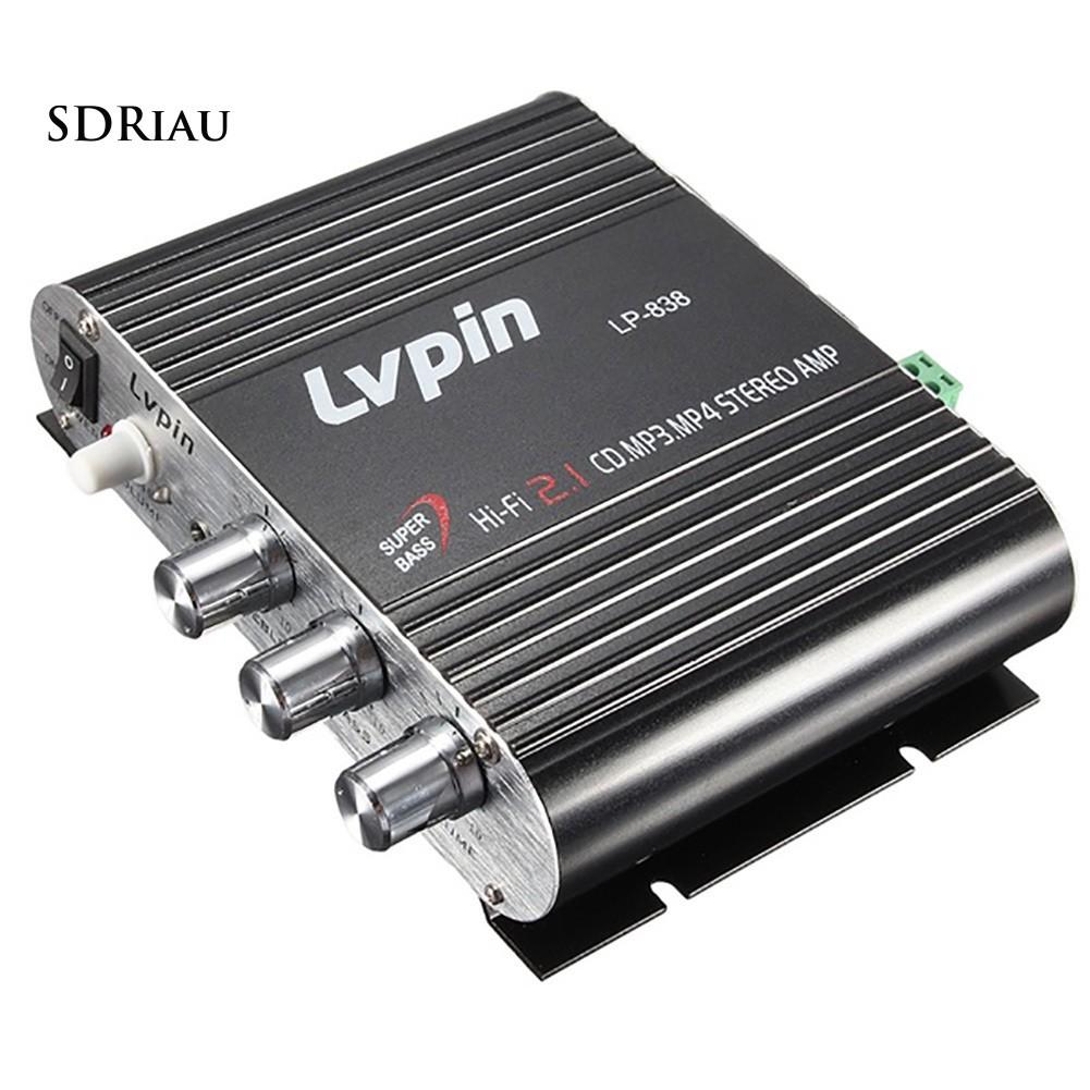 Máy khuếch đại kênh radio Stereo Lvpin 838 12V HiFi CD MP3 MP4 Trên xe hơi