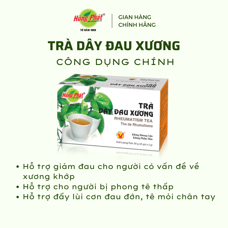 Trà Dây Đau Xương Hộp 25 Gói - Rheumatism Tea - Thương hiệu Hùng Phát