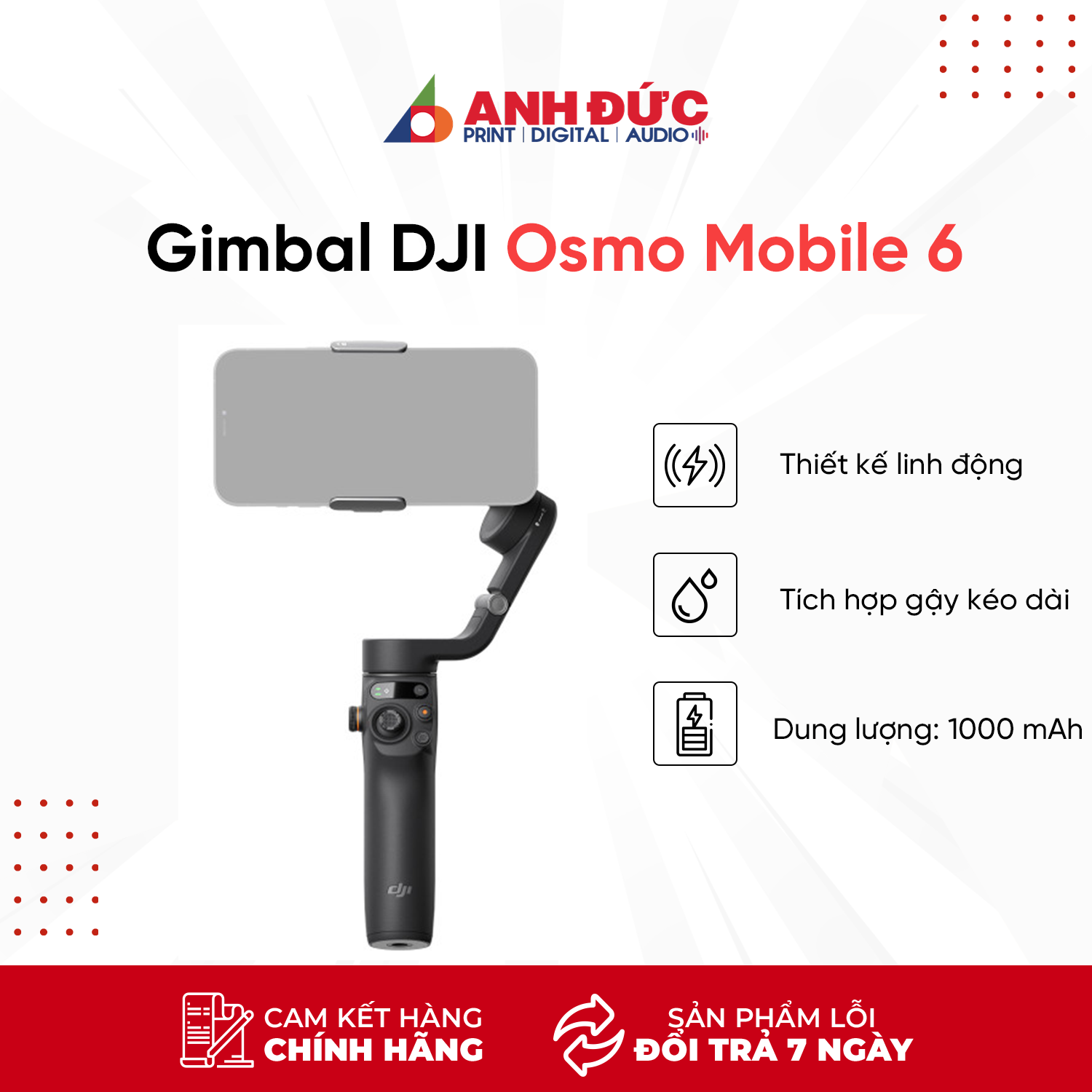 Tay cầm chống rung cho điện thoại Gimbal DJI Osmo Mobile 6 - Hàng chính hãng