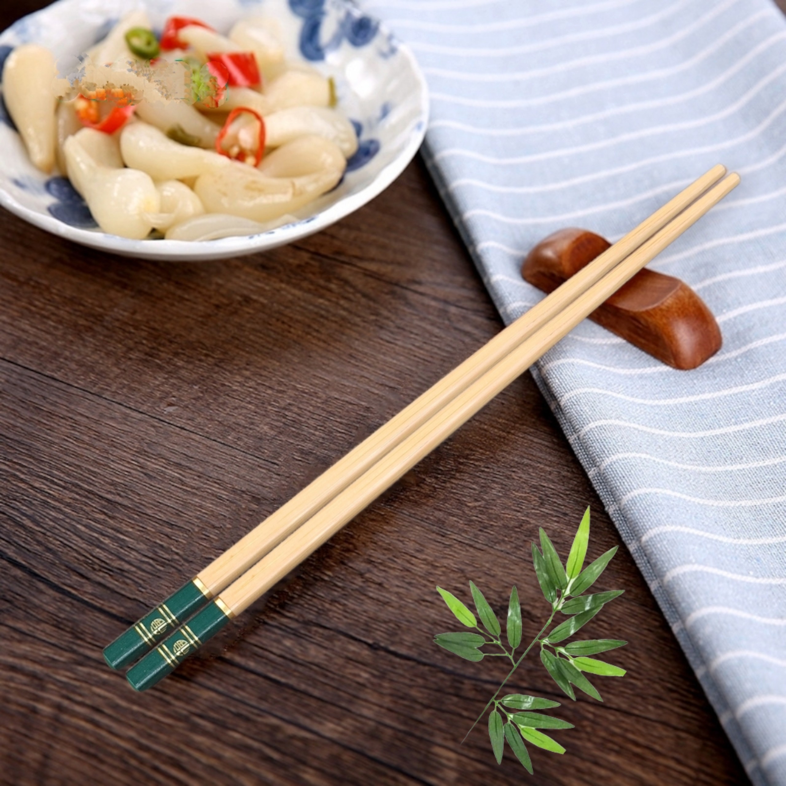 Sét 10 đôi đũa cao cấp hoa xanh chữ phúc lộc Hàng Xuất Khẩu