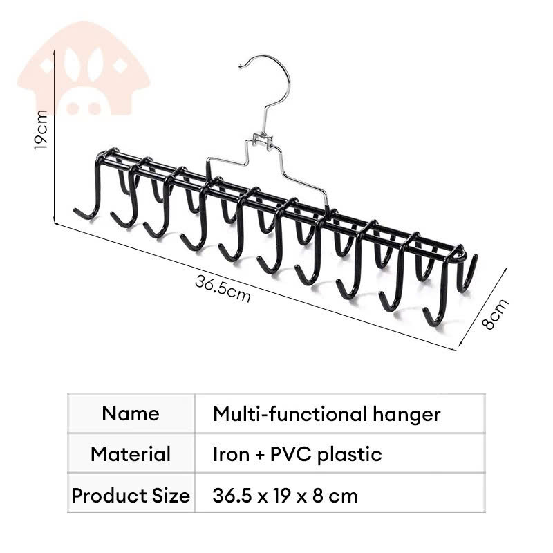 Móc Treo Đa Năng 12 Móc Sắt Bọc PVC – Giá Treo Cà Vạt, Nón, Thắt Lưng, Túi Xách, Đồ Lót Tiết Kiệm Diện Tích 36.5x19x8cm
