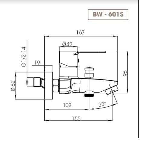 Vòi tắm sen nóng lạnh gắn tường  Basic S BW-601S