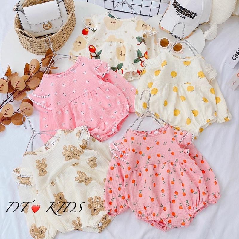 Body xô Muslin dễ thương cho bé gái sơ sinh (6-16kg)