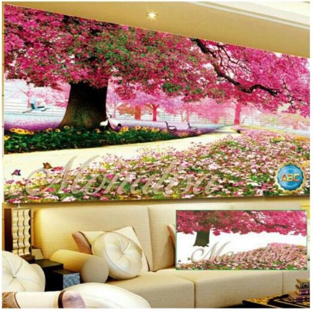 Tranh đính đá Phong cảnh cây tình yêu kt 160x75 cm