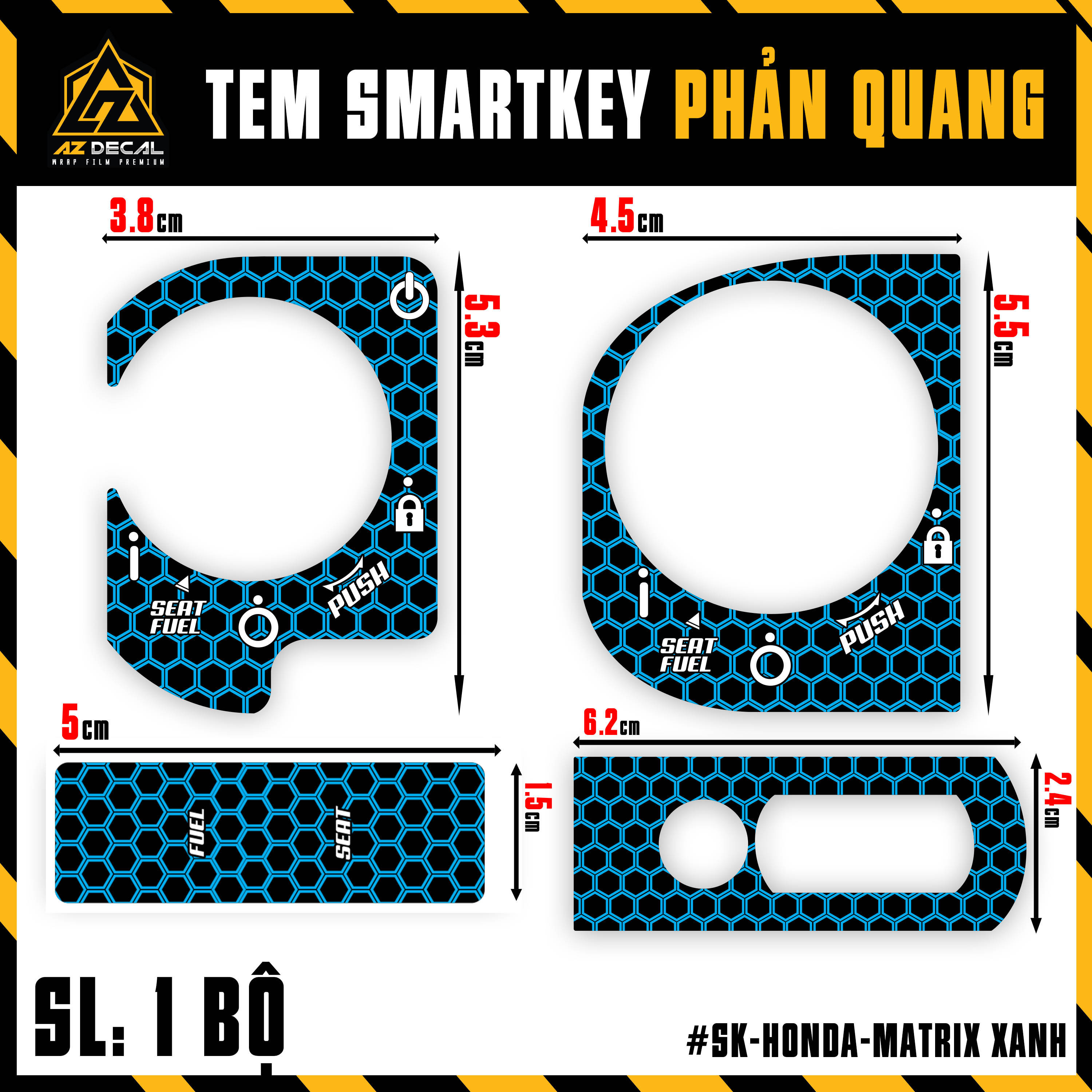 Tem Phản Quang Dán Smartkey Honda Mẫu Matrix | SK-HONDA-MATRIX | Decal Smartkey SH, Vision, Vario, Airblade