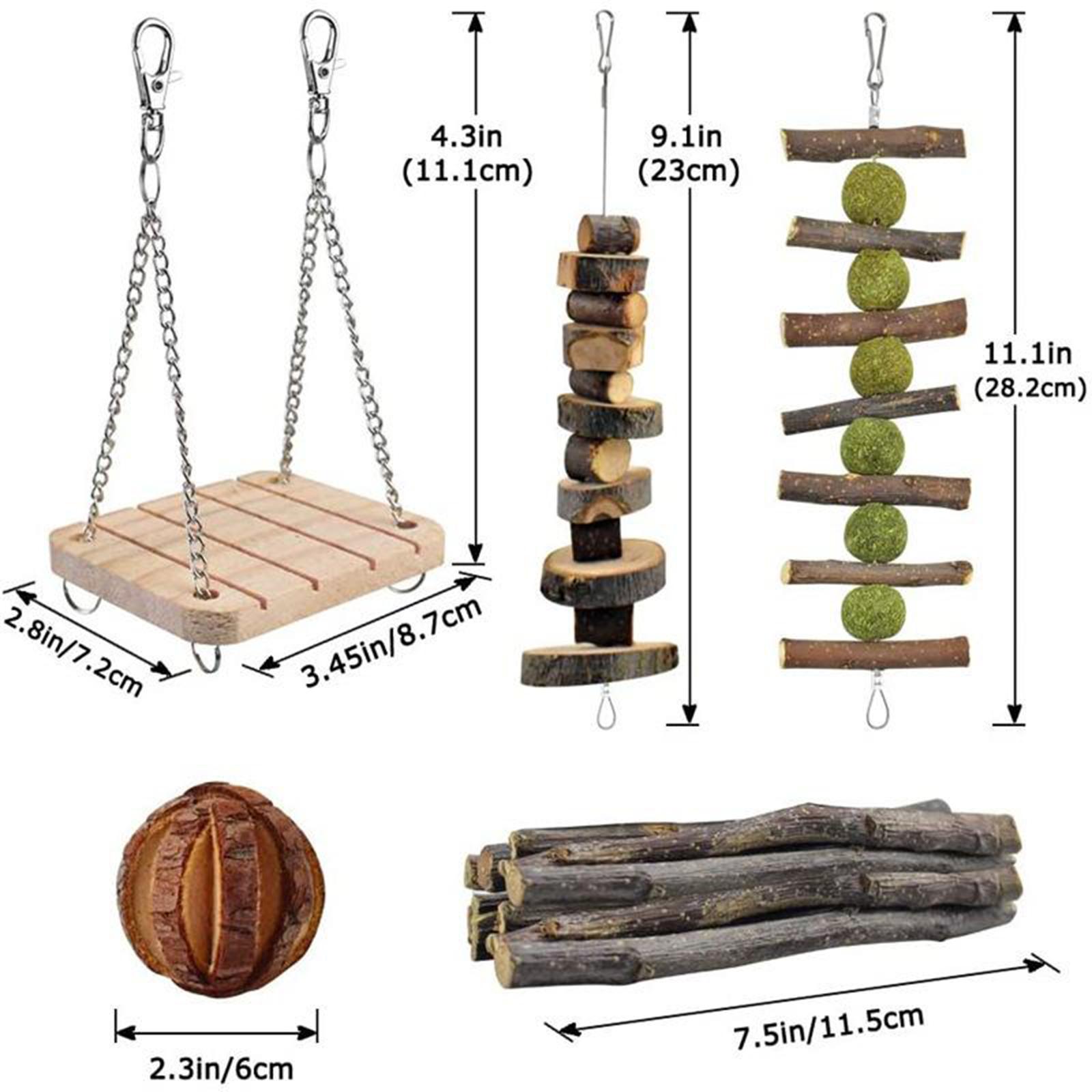 12 Packs Guinea Pig Toys Chinchilla Hamster Roller Rat Chews Toys Bunny Rabbits Exercise Wheels Molar Wooden for Teeth Pet Supplies
