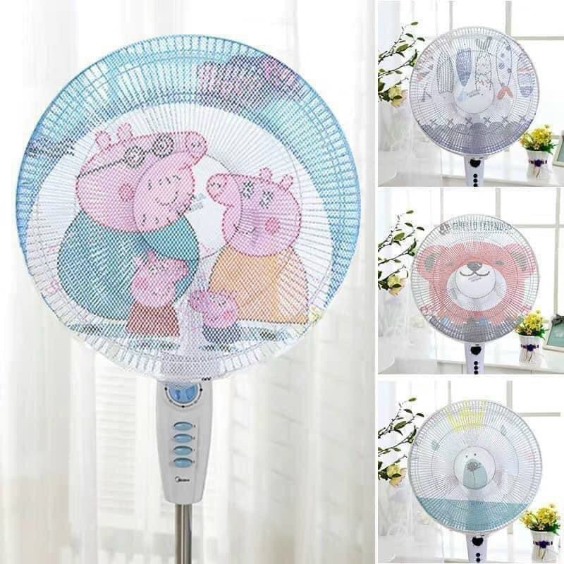 Lưới bọc quạt có họa tiết hình thú ngộ nghĩnh- Bọc lồng quạt an toàn cho bé