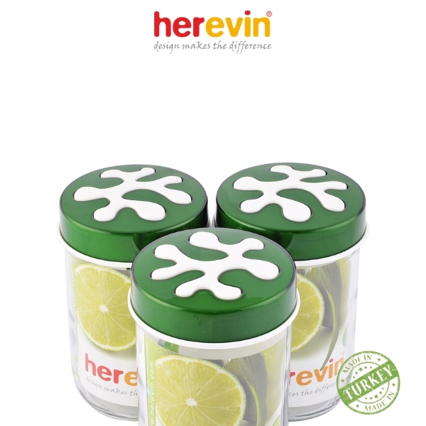 Bộ 3 Hũ Thủy Tinh Herevin Tròn Trơn Nắp Decor 660ml - HEHU135367-810