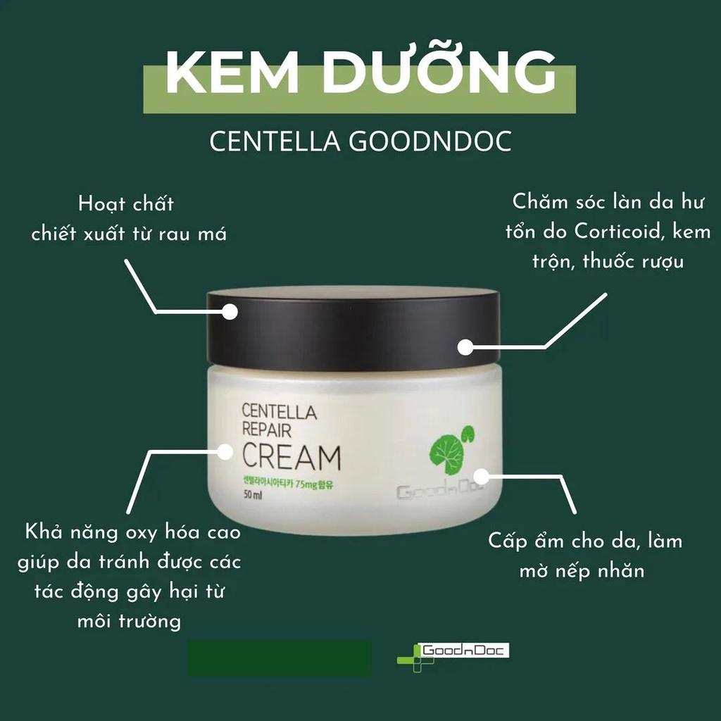 CÔNG TY - Bộ Kem Rau Má GoodnDoc Centella Repair Cream+Serum Dưỡng Ẩm Phục Hồi Giảm Thâm Nám Trắng Sáng Da Chống Lão Hóa