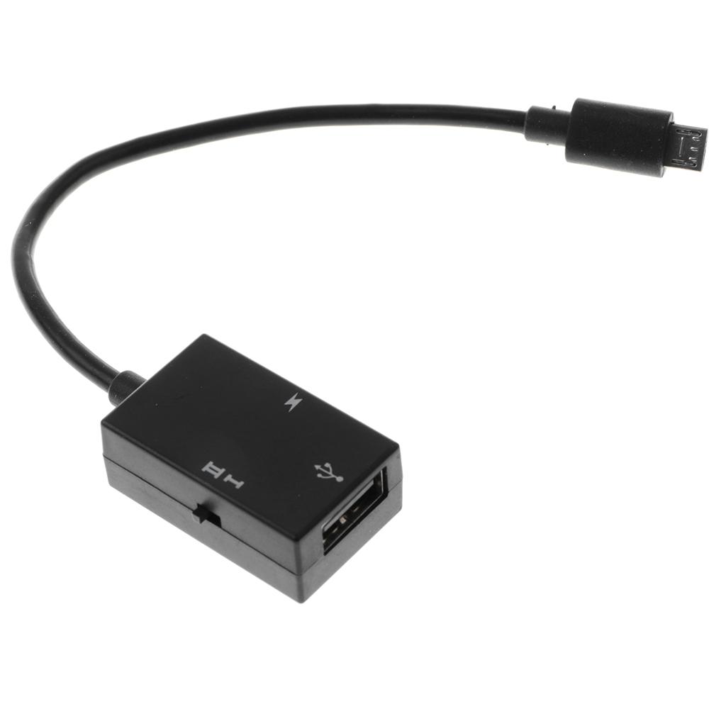 Micro USB Cable Male Host to USB Type-A & Micro USB Female OTG Adapter For Android Phone Tablet Black