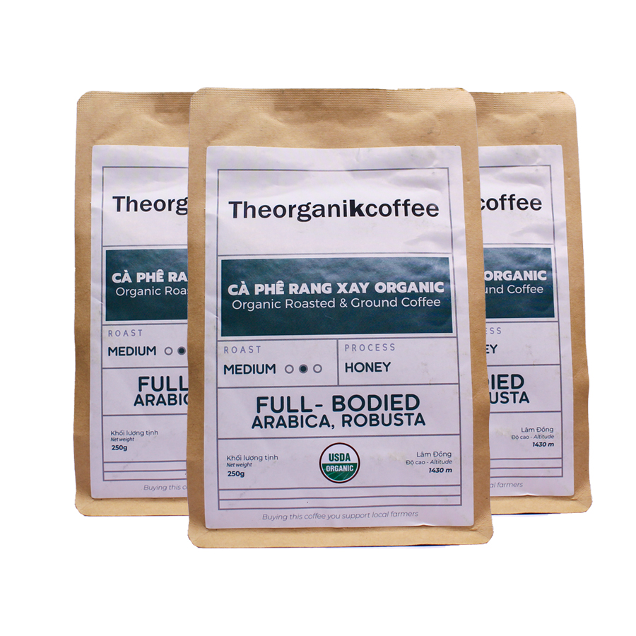 Cà phê Full Bodied hữu cơ rang mộc - dạng bột, 250g