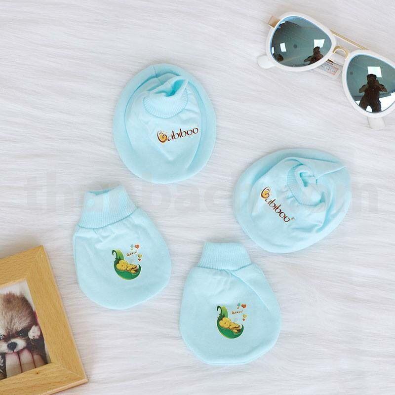 Sơ sinh -Bộ bao tay bao chân cotton BABIBOO - BB57