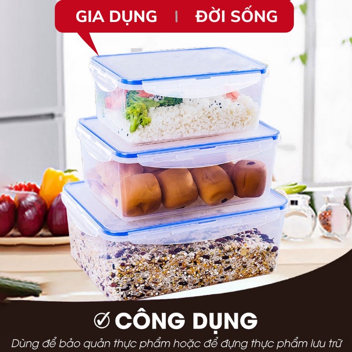 Bộ 3 Hộp Đựng Thực Phẩm Cao Cấp Trong Tủ Lạnh Nắp Đậy Kín Khít, An Toàn Cho Sức Khỏe