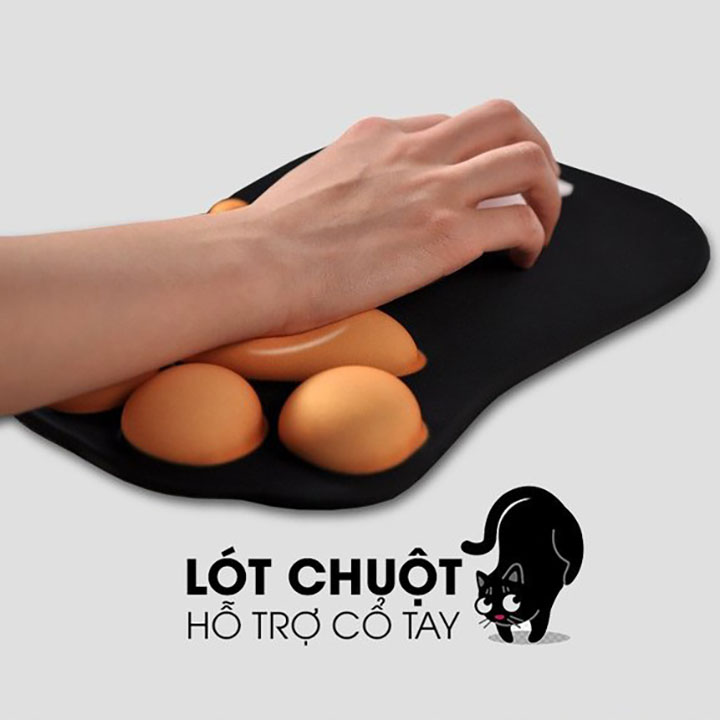 Miếng Lót Chuột Silicone CÓ ĐỆM TAY hình chân mèo - Hàng Chính Hãng