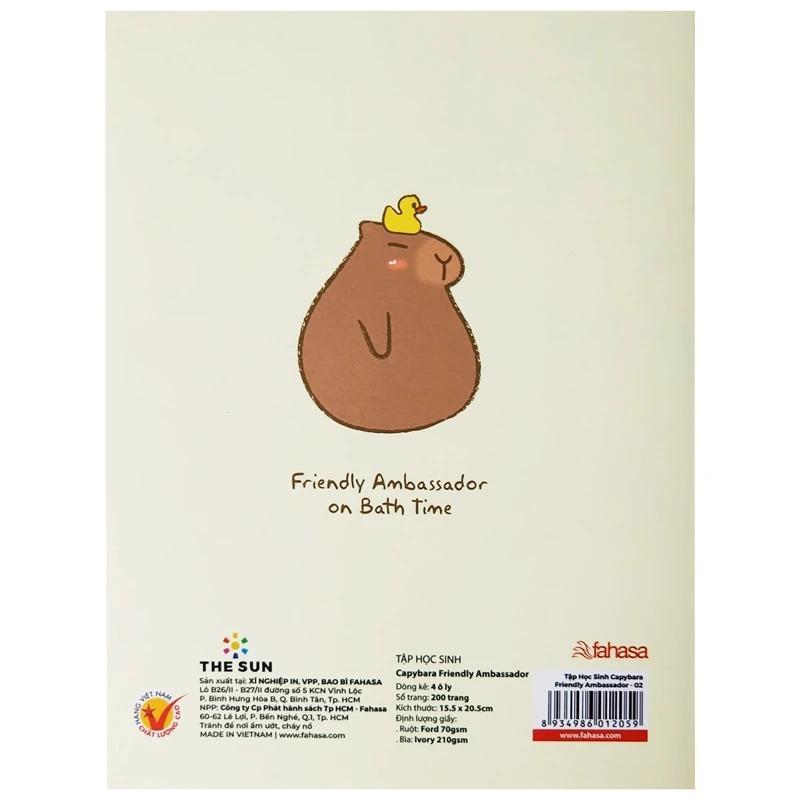 [MUA 5 TẶNG 1] Tập Học Sinh Capybara - 4 Ô Ly - 200 Trang 70gsm - The Sun - Mẫu 2