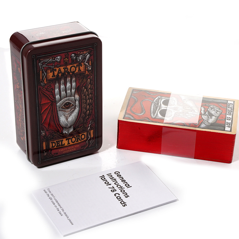 Bộ Bài Tarot Del Toro Tarot Hộp Thiếc Mạ Cạnh Đỏ 78 Lá Tặng File Tiếng Anh Và Đá Thanh Tẩy