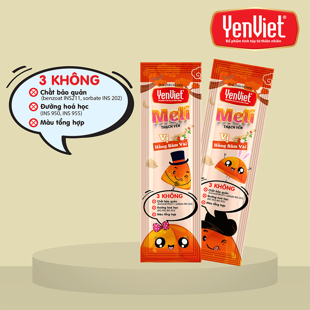 Yến Việt - Thạch Yến MeLi hộp mix 3 vị trái cây, , hộp 21 gói x 20g