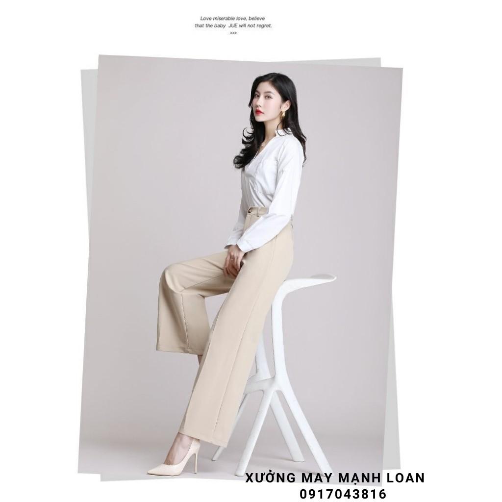 Quần Ống Rộng Nữ Dáng Xuông Dài Khóa Giữa Chất Vải Cao Cấp