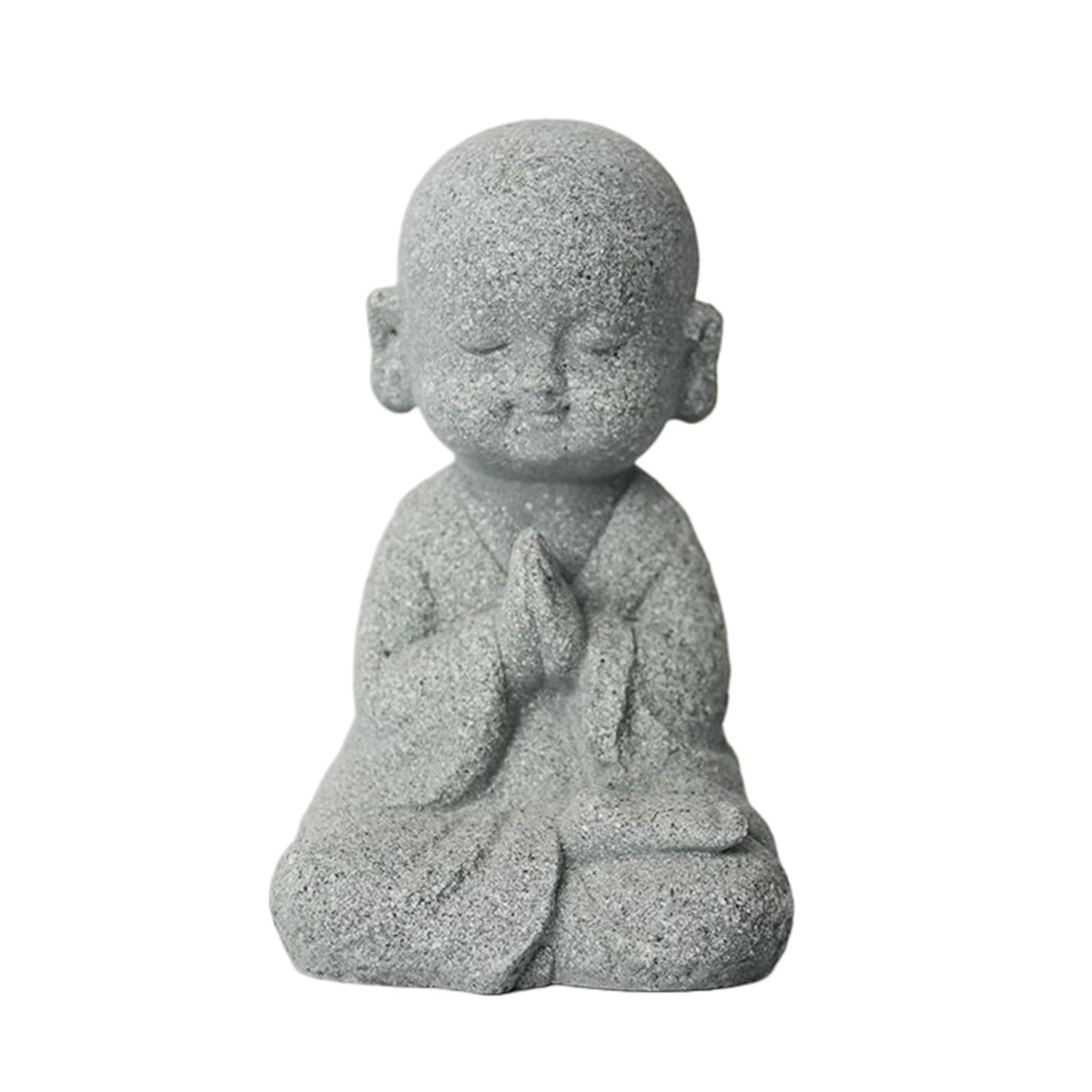 Sandstone Buddha Monk Statue Figurines for Flower Pot Decor Sculptures