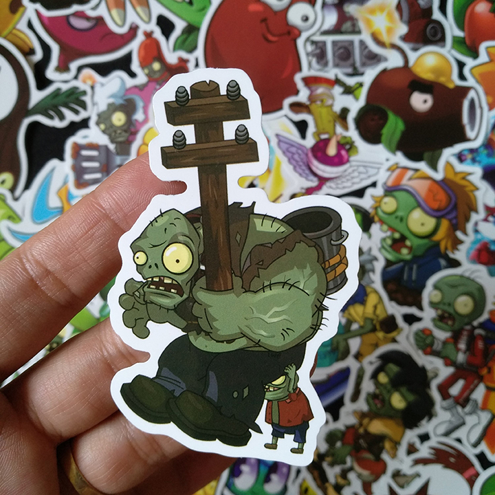 Bộ Sticker dán cao cấp chủ đề PLANTS VS ZOMBIES - Dùng dán Xe, dán mũ bảo hiểm, dán Laptop...