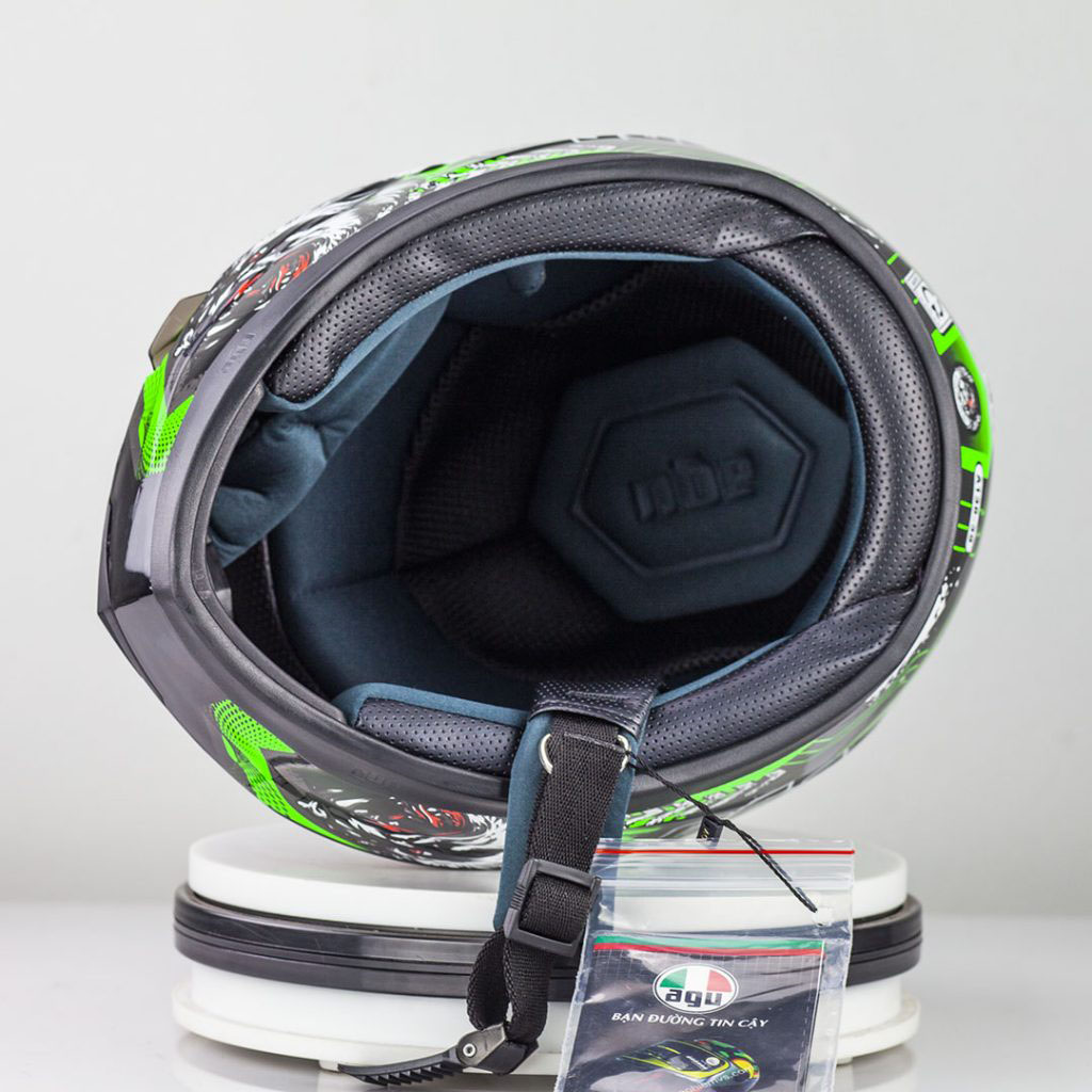Mũ Bảo Hiểm Fullface AGU Tem 39 Xanh Lá – Sừng – Đuôi Gió