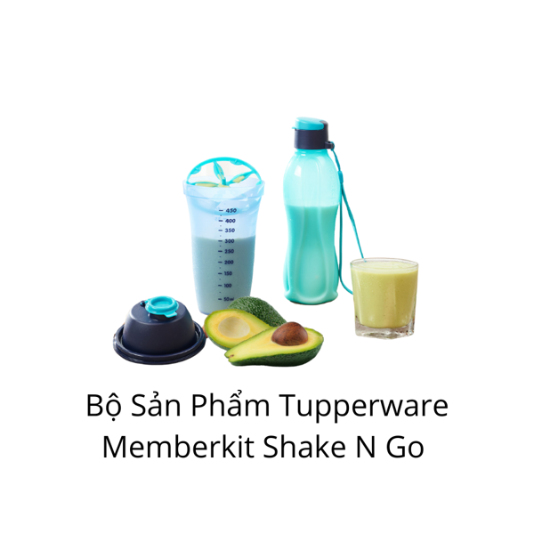 Bộ bình lắc kín khí kín nước Tupperware Shake N Go có vạch đo thể tích nhựa nguyên sinh