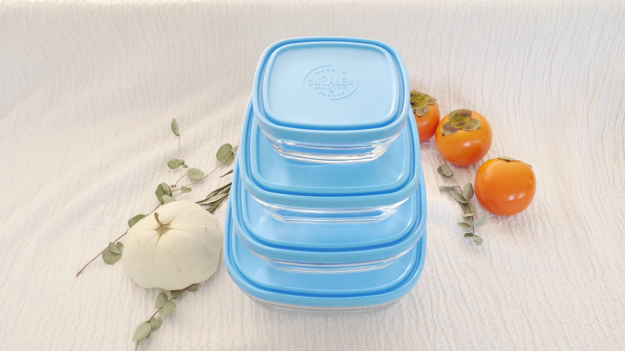 Hộp thực phẩm D9022A Duralex - Freshbox nắp xanh Blue 1150ml Thủy tinh cường lực Pháp