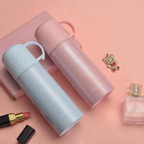 BÌNH GIỮ NHIỆT INOX CAO CẤP 500ML - NẮP LÀM LY UỐNG NƯỚC CÓ QUAI 2IN1