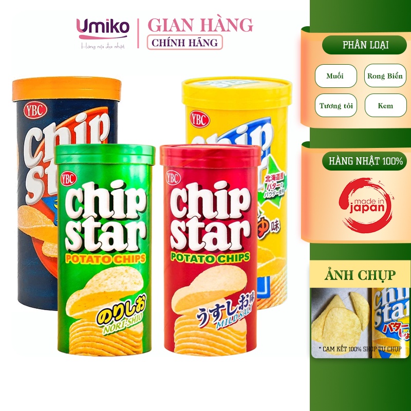 Bánh Snack Khoai Tây chiên vị muối biển truyền thống YBC Chip Star Potato Chips Mild Salt Taste50g Date 09/2023 UMIKO