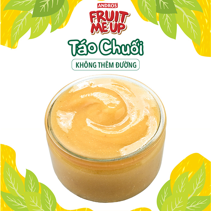 Trái Cây Xay Nhuyễn Nguyên Chất Andros Fruit Me Up  - Táo Chuối - Hộp 4 Túi (90g x 4)