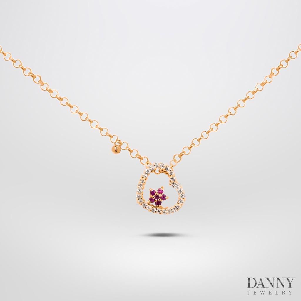 Dây Chuyền Có Mặt Danny Jewelry Bạc 925 Xi Vàng Hồng/Rhodium Đính Đá CZ Hình Trái Tim DM046